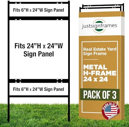 Amazon.com : Generic Real Estate Yard Sign Metal H-Frame,24 x 24 Slide ...