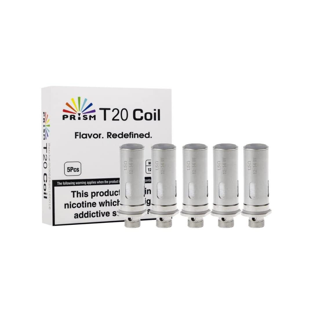 INNOKIN ENDURA T20 Prism Coil 1.5 Ohm [Pack of 5] - MTL Vaping, 12 to 14W, 50/50 or Nic Salts, Only Works With T20 Tank, No Nicotine