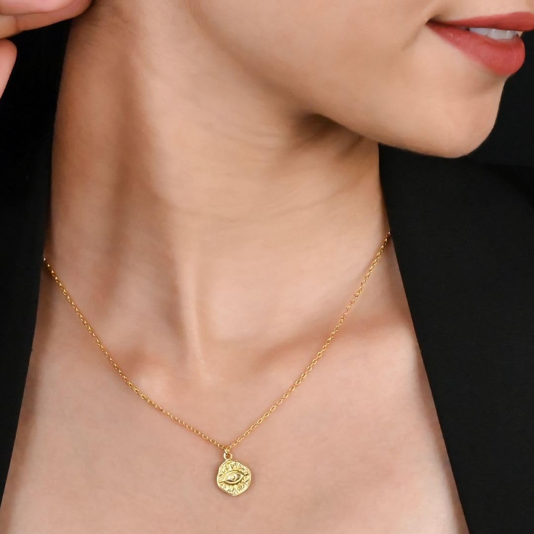 | Gold | 925 Sterling Silver | Dainty Amulet Necklace for Girls | Handmade | 14k Gold Plated | 18 Inch Adjustable Chain | Gift for Her