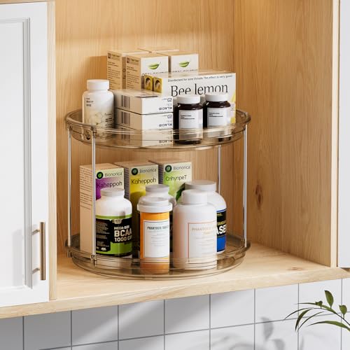 image for LAMU 2 Tier Lazy Susan Turntable Organizer 9.25'' Rotating Spice Rack 