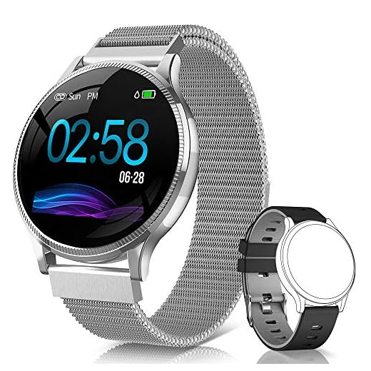 NAIXUES Smartwatch, Reloj Inteligente IP67 Pulsera Actividad Inteligente con Pulsómetro, Monitor de Sueño, Podómetro, Calorías Mujer Hombre para iOS y Android (Plata)