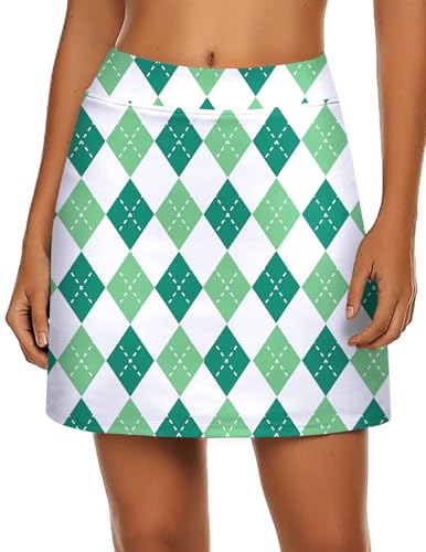 Ekouaer Golf Skirt For Women High Waisted Tennis Skort 2026 Fashion Workout Golf Skirts 2026 A Line Athletic Skirt With Shorts, Green White Plaid Medium