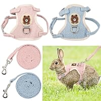 2 Stück Kaninchen Leine,Verstellbare Hasenleine,120cm Weiches Kaninchen Leine,Kaninchen Zubehör,Kaninchen Geschirr Für Kaninchen, Katzen, Kleine Hunde Und Andere Kleine Haustiere (Blau und Rosa)