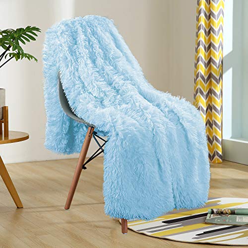 YOH Soft Fuzzy Shaggy Throw Blanket, Luxury Fluffy Faux Fur Furry Couch Bed