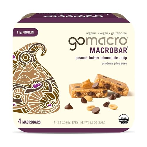 GOMACRO Organic Peanut Butter Chocolate Chip Bars 4 Count, 2.4 OZ
