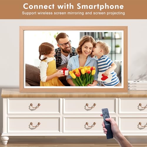 Image of Large Digital Picture Frame 21.5 inch-WiFi-Photo-Frame - 1920 * 1080 IPS FHD Digital Photo Frame Display, 32GB, Wall Mounted, Load Photos Videos from Phone via App Email, Gifts for Mom Dad