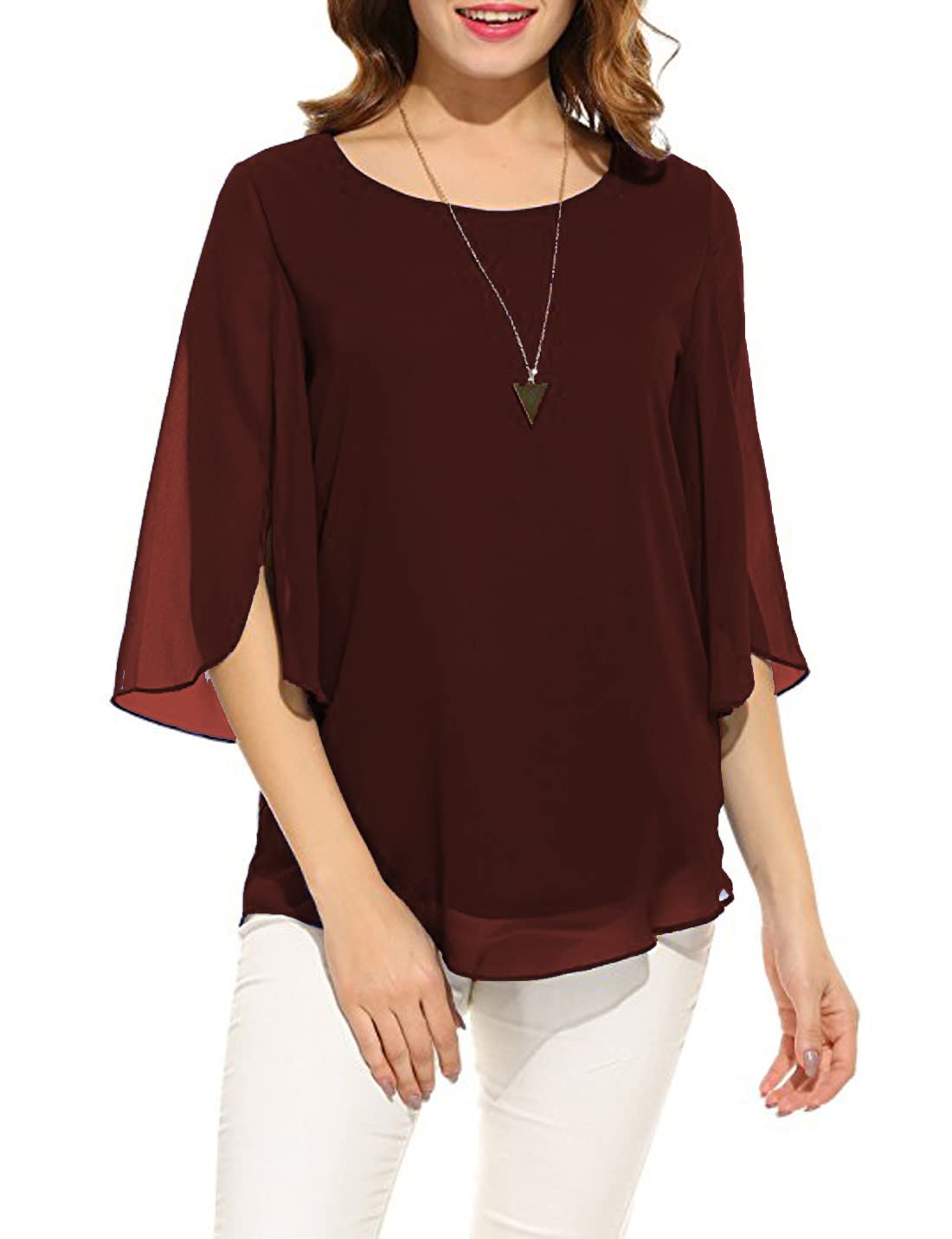 Women's and Girls Georgette Top Maroon