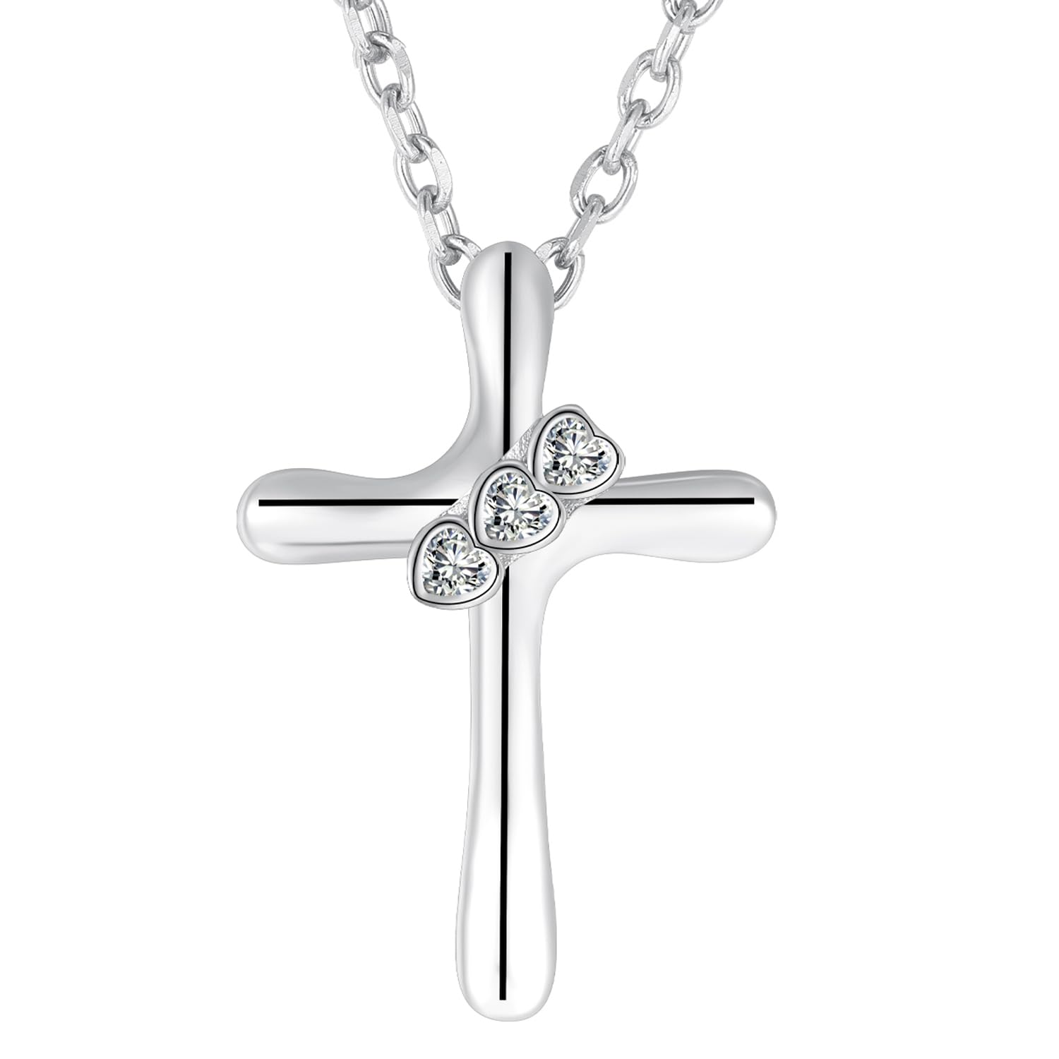 J.MUEN Collar Colgante Cruz para Mujer, Plata de Ley 925 Cadena, Regalos de Joyería para Mujeres y niñas, Ajustable 45+5cm