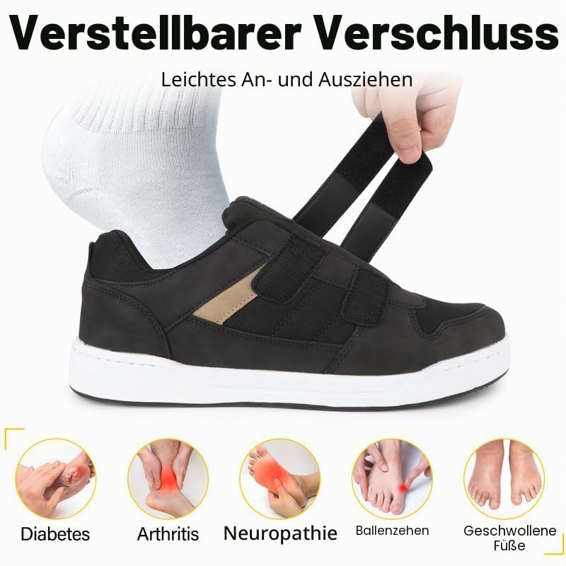 TIESTRA Herren-Sneaker Weit mit Doppel-Klettverschluss, Größe 42-46