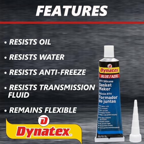 Image of Dynatex Blue RTV Silicone Gasket Maker 3 oz Tube - Oxygen Sensor Safe, OEM Specs, Gear Oil Resistant, Oil /Water Resistant, Made in the USA (5-Pack)