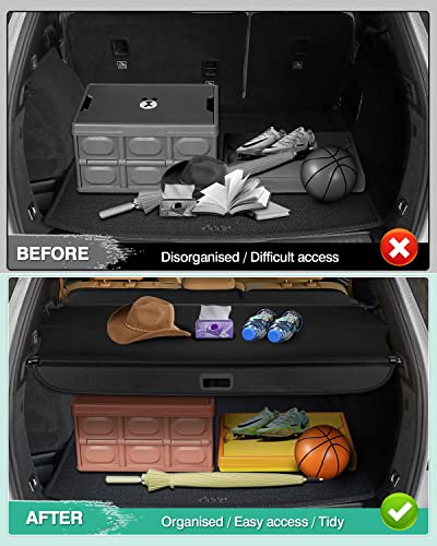 Image of Powerty Retractable Cargo Cover for 2019-2023 Jeep Cherokee(NOT for Grand Cherokee), Canvas Texture Trunk Cover Privacy Screen Rear Security Shade for Cherokee Accessories (with Extented Cover)