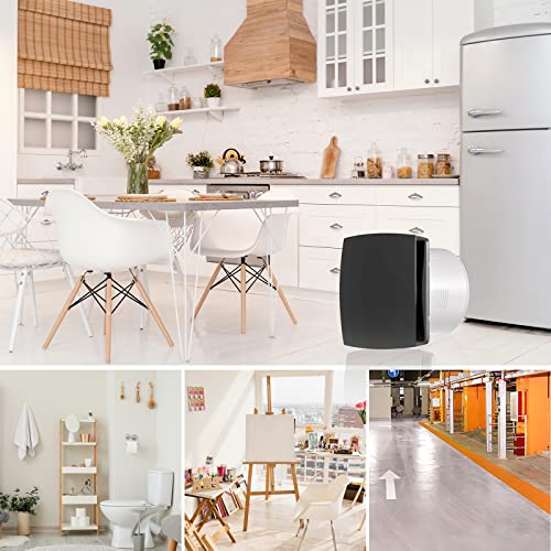 Hon&Guan Kitchen Exhaust Fan Wall Vent Fan, 141 Cfm 6'' Bathroom Exhaust Fan Room To Room Vent Fan With Anti-Backflow Check Valve, For Ceiling And Wall Mount, Black-With Fastening Ring. #TOP6