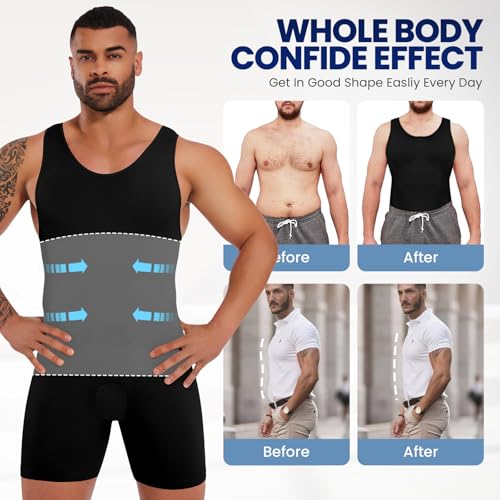Mens Full Body Shaper Slimming Compression Bodysuit Shapewear Thigh Slimmer Tummy Control Fajas Para Hombres4