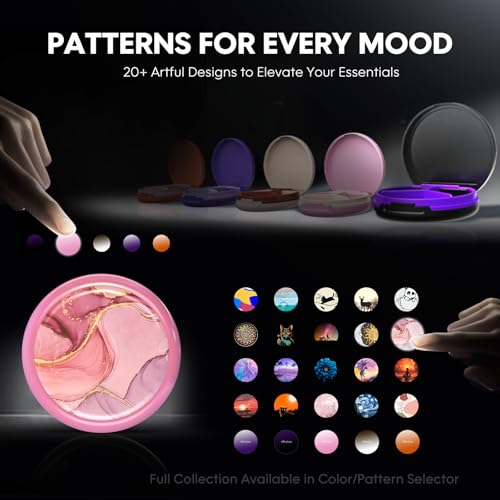 Serfeymi Small Pill Box - 3 Compartments Portable Pill Box for Purse Pocket, Compact Mini Travel Pill Case - Suitable for Medicine, Vitamin, Fish Oil, Supplements - Pink(Marble Bloom)