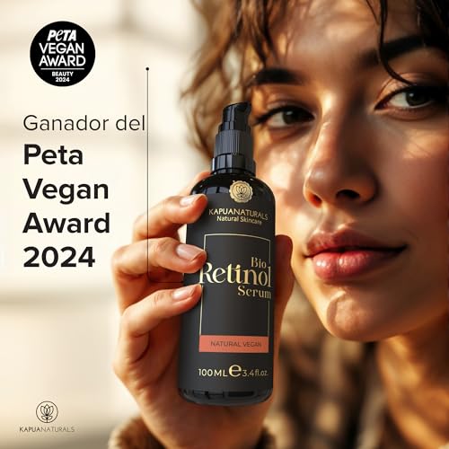 Retinol puro para la cara • 100 ml • ORGÁNICO Vegano • Retinol Serum • Para una piel radiante y clara sin granos • +Vitamina C +Hialurón • Retinol Puro • Cosmética natural y sostenible • de Alemania - Imagen 3