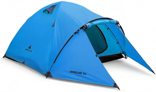 Hurricane 3XL 3 Person Camping Tent – Extra Large Front Porch Space All-Weather, Tent - for 100% Waterproof, 3000mm Water ...