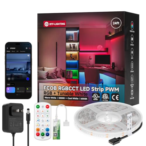 Tira LED RGBCCT COB 24V 24FT RGB con Control Remoto y Bluetooth miniatura 1