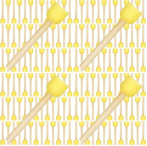 Outus 40 Pieces Round Sponge Foam Brush Set Paint Sponge Daubers with Wooden Handle Foam Stencil Brush Painting Tools for Kids Painting Crafts(0.8 Inch) (Pack of 4)