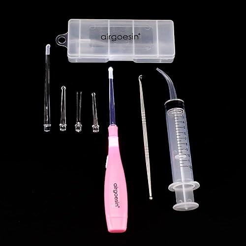 Miniatura 4 de Airgoesin Linterna profesional para eliminar piedras amígdalas, 5 puntas + 1 púa de amigdalolito de acero inoxidable + 1 jeringa de riego, enjuague