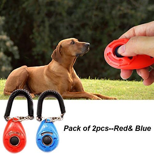 CC gift Pack of 2pcs Dog Training Clicker with Wrist Strap, Red and Blue