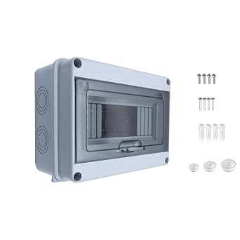 Distribution Protection Box IP65 Waterproof, 8 Way Circuit Breaker Box with Din Rail, ABS Plastic Transparent Cover Electrical Breaker Box Enclosure for Indoor Outdoor Wall Mount