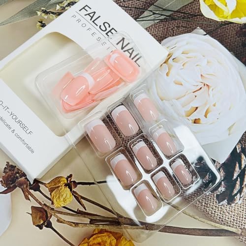 Image of ZOONA 24PCS Everlasting French Nails Artificial Nails Art Set| Lightweight & Long Lasting| Easy To Use| Quick Fix For Festivals & Special Occasions (flat11111)
