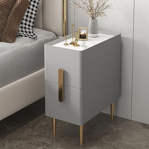 HJYBFA Mesita de Noche Estrecha Minimalista Moderna con 2 cajones para Espacios pequeños. Tamaño (Ancho: 30 cm/1 pie). Elegante Dormitorio, Sala de Estar, baño, balcón, Color Gris
