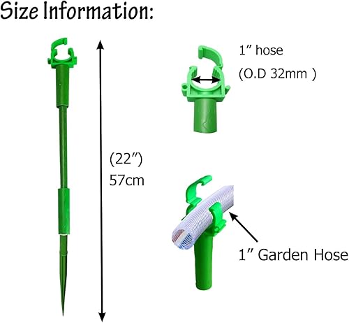 Miniatura 6 de Juego de 6 estacas de guía de manguera de plástico verde, 15 pies, protege el césped y las plantas, picos de guía de manguera resistentes