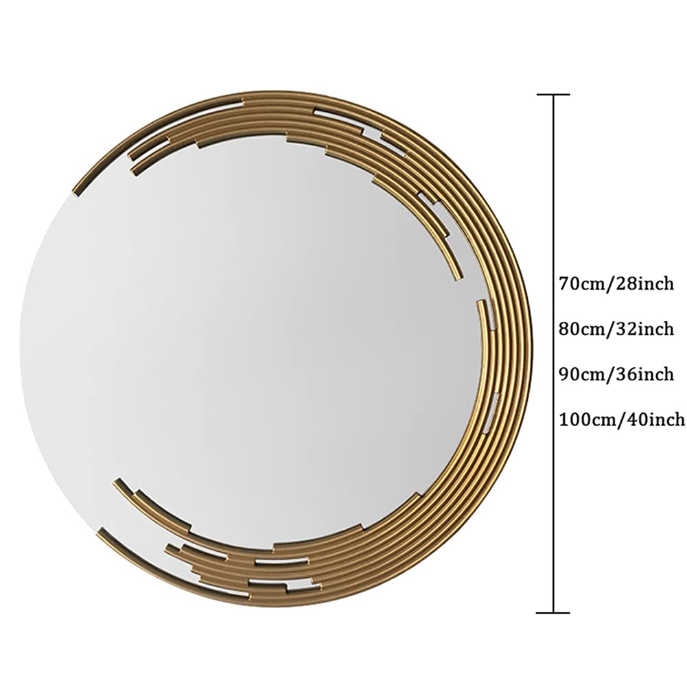 Nowoczesne Lustro Kosmetyczne, Złote Okrągłe Lustra Ścienne, Dekoracyjne Lustro łazienkowe, 70cm/80cm/90cm/100cm