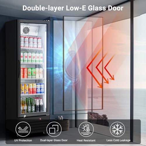 Image of BODEGA BODEGACOOLER 9 Cu.Ft Commercial Beverage Refrigerator with Glass Door,Display Drink Refrigerators fridge for Beer Display Drink Cooler Rapid Cooling & Quiet for Bar Restaurant Office Store Use