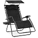 Best Choice Products Oversized Zero Gravity Reclining Lounge Patio Chairs w/Folding Canopy Shade and Cup Holder (Black)