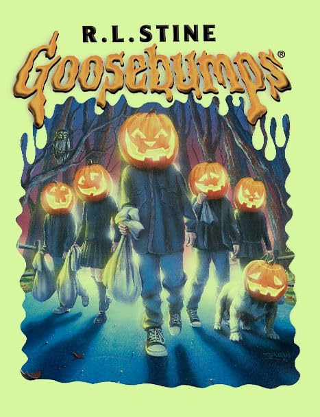 Goosebumps Pumpkin Heads Forest-Green T-Shirt2