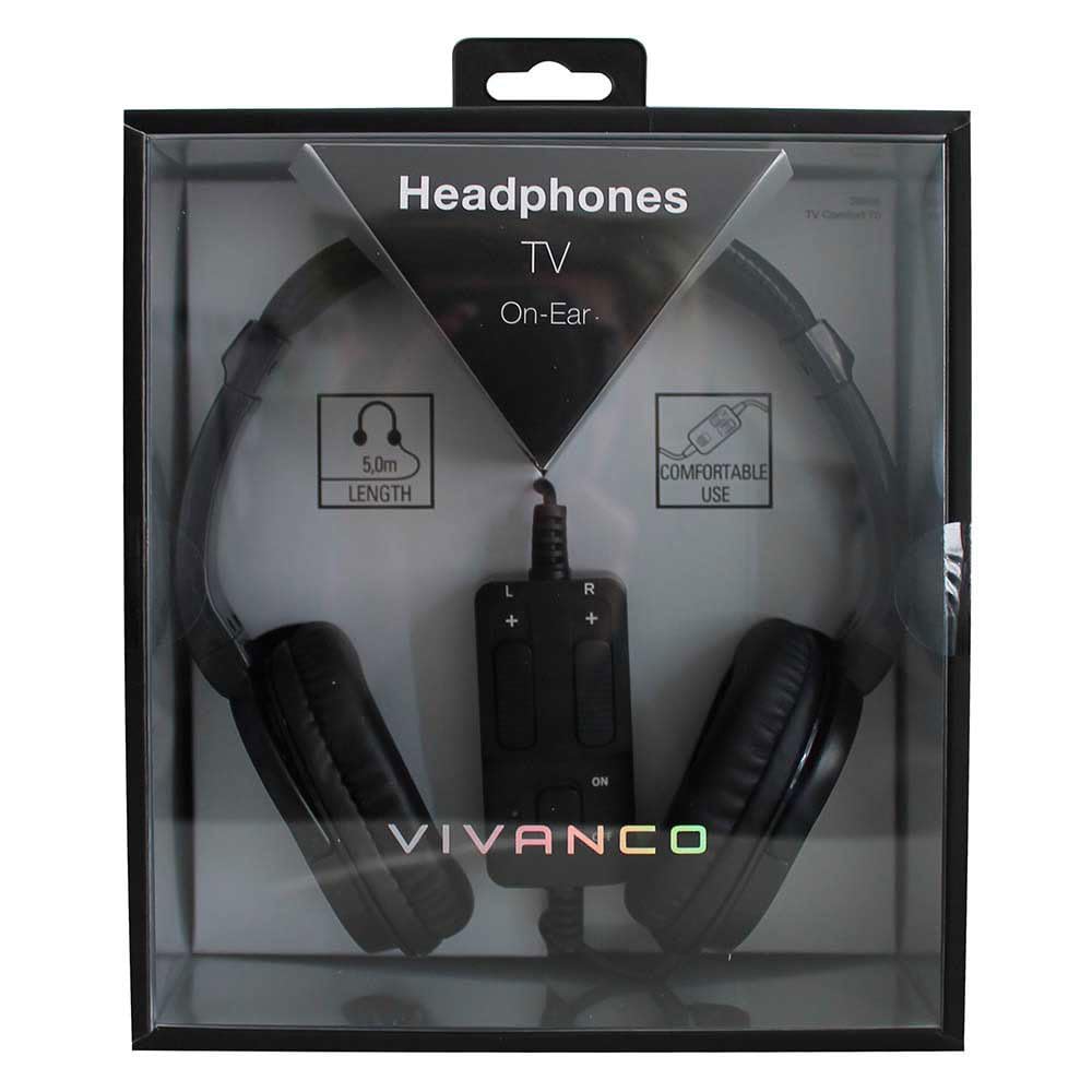 Vivanco TV Comfort 70 Schwarz Ohraufliegend Kopfband - Kopfhörer (Ohraufliegend, Kopfband, Verkabelt, 20 - 20000 Hz, 5 m, Schwarz)