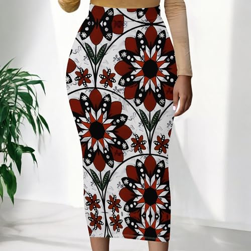 Women's High Waist Slim Bodycon Party Club Night Out Maxi Long Pencil Skirts Casual Elegant Floral Stretch Work Skirts Dress2
