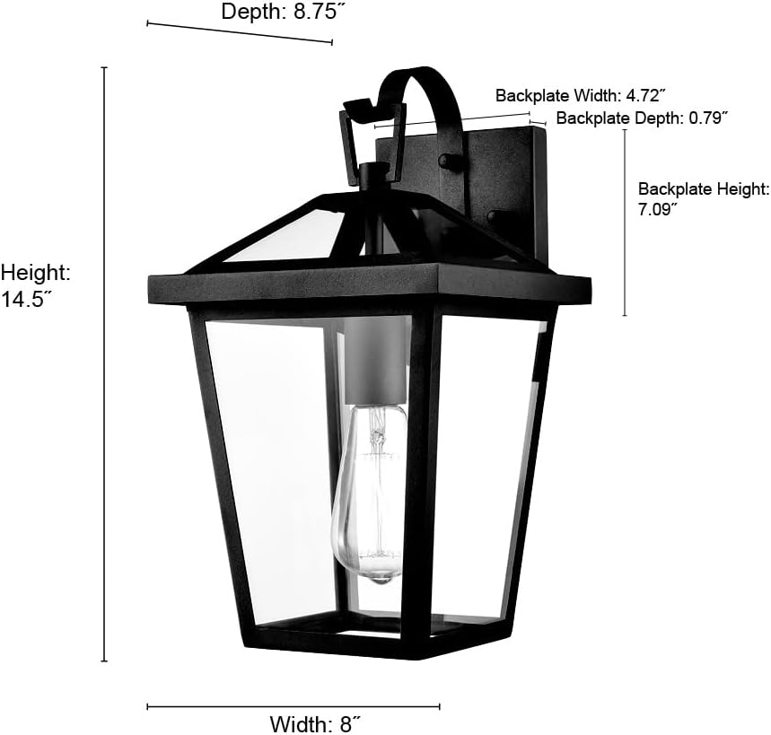 ML Lighting | Mensun Collection | 92101-TBK | 1 Light Outdoor Wall Sconce in Textured Black Finish with Clear Glass Shade | Perfect for Walkways, Porches, Backyards, Patios, and Driveways