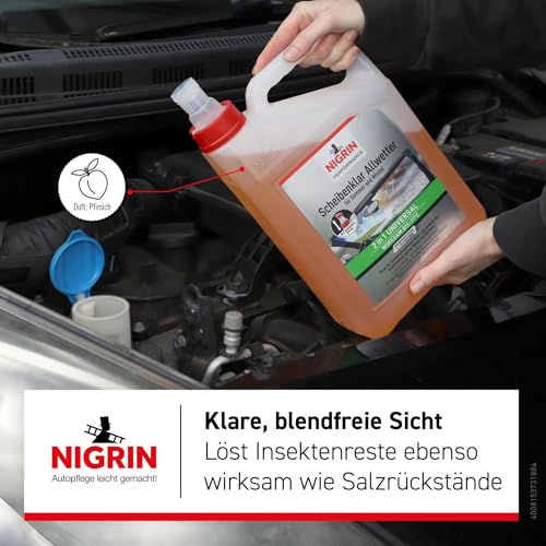 NIGRIN Scheibenklar Allwetter 2in1, Scheibenreiniger mit Frostschutz, Fertigmix, bis -11° einsetzbar, 3 l Kanister