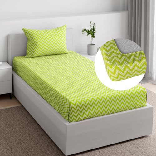 Image of Wakefit 100% Cotton 160 TC Fitted Bedsheet with 1 Pillow Cover | Amelia Single, 72 inch x 36 inch, Amelia | 1.83m x 91cm