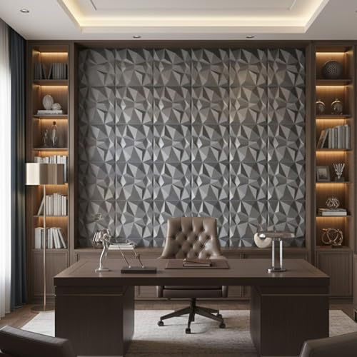 Image of Kayra Decor 3D PVC Wall Panels for Bedroom & Living Room | Stone Design | Gray Color | 19.7 x 19.7 Inch | Pack of 40 | 107.60 Sq Ft