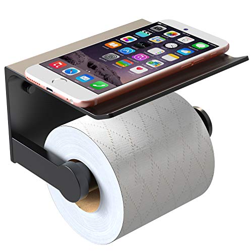 Vdomus Toilet Paper Holder, rustproof Aluminum Wall Mounted Toilet roll Holder with Shelf