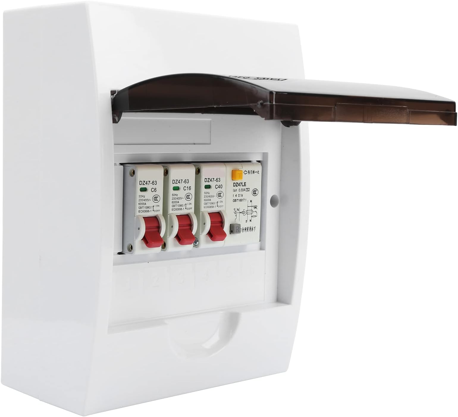 Power Fuse Box with Internal Switch with RCD 40A 30MA for Garage, Electricity Box for Garage for Residential Buildings