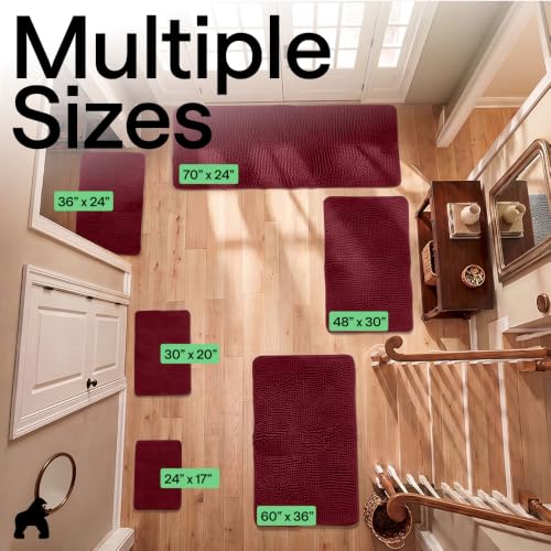 Image of GORILLA GRIP SoakSTOPPER Dog Door Mat, Machine Wash and Dry, 70x24 Burgundy