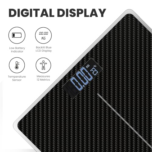 Image of The Cube Club Precisionfit Digital Weighing Scale Body Fat Analyzer And Fitness Body Composition Monitor Weight Machine (Carbon Fibre, Weight Capacity- 180Kg, 2.5 Year Warranty),Multicolor