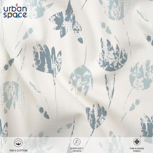Image of Urban Space Serene 100% Cotton bedsheet for Single Bed, 200 TC Single Bed Sheet, Cotton bedsheet with 1 Pillow Cover (58 x 90 inches, Frosted Tulips Dusty Teal)