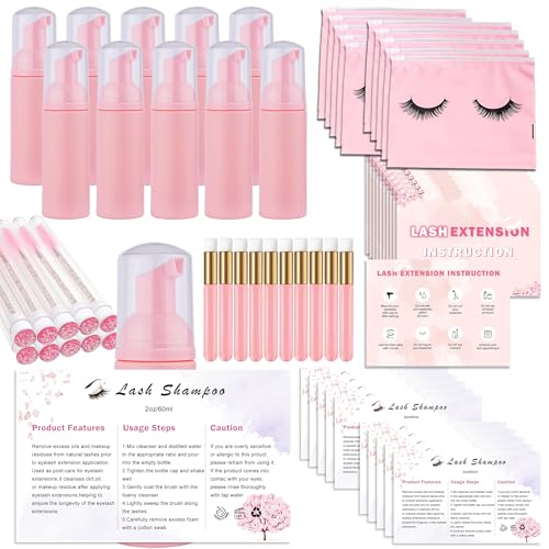 Kit de limpeza de extensão de cílios para clientes, 10 pincéis de cílios, 10 pincéis de cílios com t