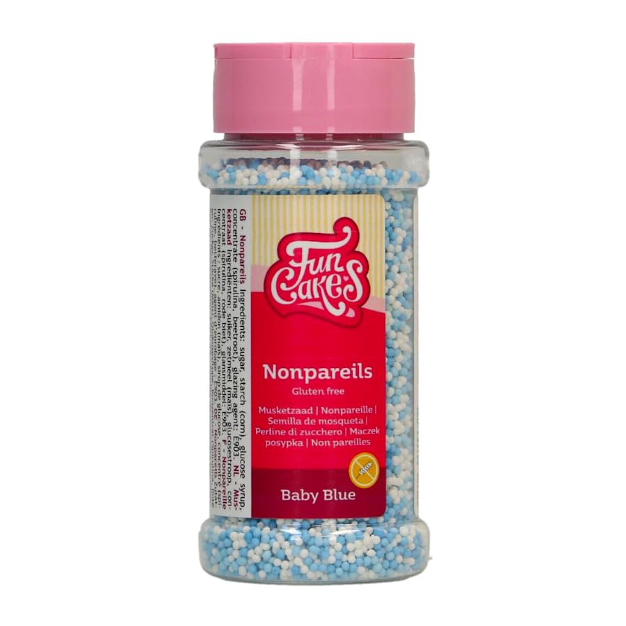 FunCakes Nonpareils Sin Gluten Baby Blue Mix: Sprinkles para Tartas, Gran Sabor, Perfectos para Decorar Tartas, Sprinkle Mix. 80 g.