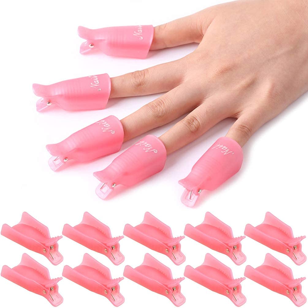 NAILWIND Nail Polish Remover Clips 10Pcs Professional Plastic Acrylic Nail Art Polish Remover Clips UV Gel Wrap Cleaner Soak Off Cap Clip Multicolour