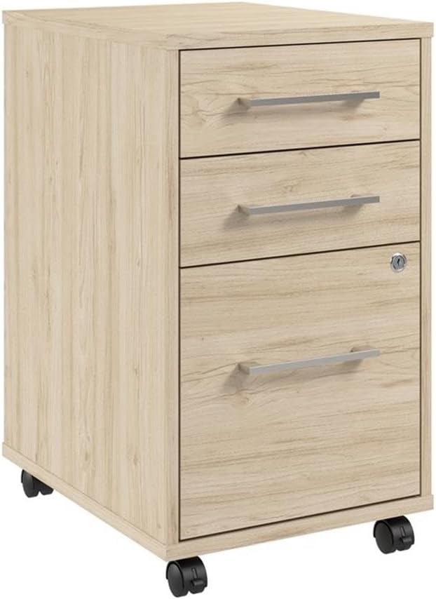 Bush Business Furniture Hustle 3 Drawer Rolling File Cabinet in Platinum Gray, Mobile Document Storage for Home and Professional Office