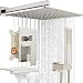 EMBATHER Shower System with Waterfall Tub Spout Shower Faucet Set with 12 Inch Rain Shower Head Wall Mounted Shower Set Brushed Nickle (Contain Rough-in Valve Body and Trim）