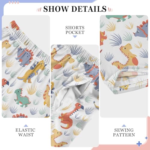 ZZXXB Dinosaur and Grass Boys Long Pants Soft Trousers Elastic Waist Kids Lounge Bottoms with Pockets S-XL4