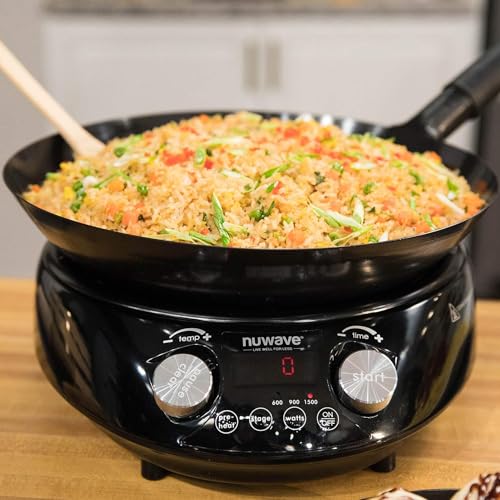 Nuwave Induction Wok, 3 Wattages 600, 900 & 1500, Precise Temp Controls from 100°F to 575°F in 5°F, Infuse Complex Charred Aroma & Flavor, Authentic 14-inch Carbon Steel Wok Included, Wok Hei by Nuwave - Image 2